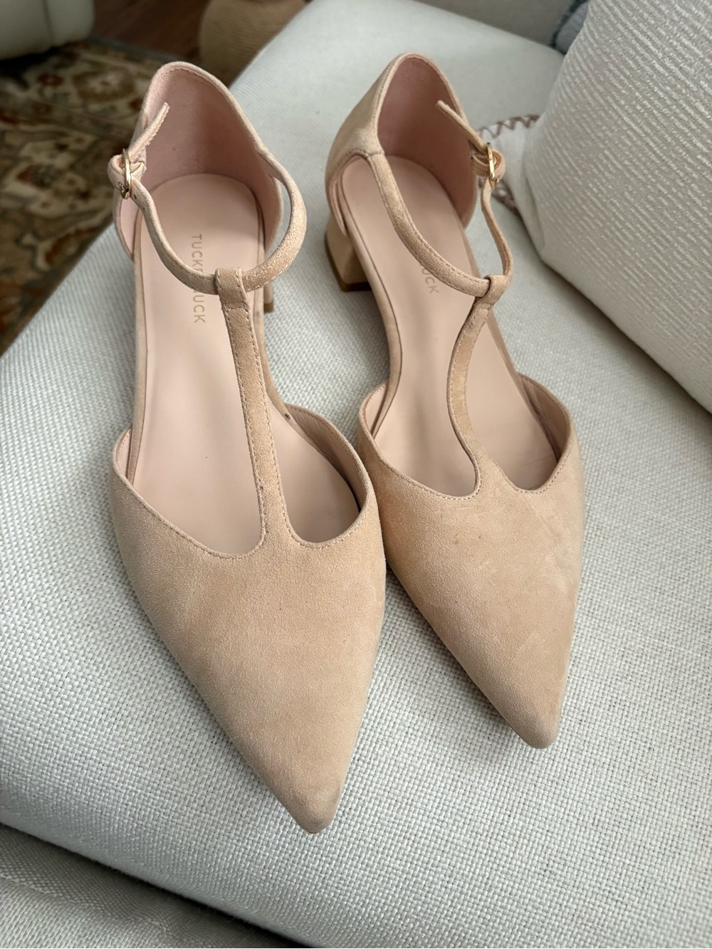 Tuckernuck Shoes Tan Grosgrain Collins Flats Women’s 7.5 Neutral Classic - Picture 5 of 11